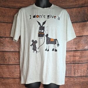 Graphic Tee "I Don't Give A Rats Ass" Donkey and Mouse Design Size Large W-2277